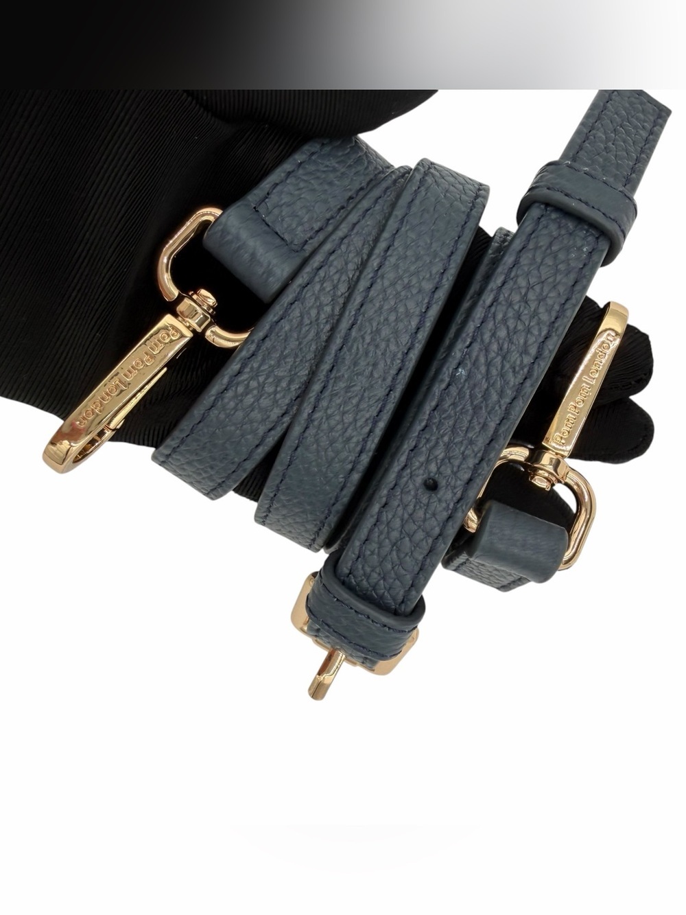 Pom Pom London City Slim Navy Pebbled Leather Crossbody & Shoulder Bag NWOT - Picture 5 of 10